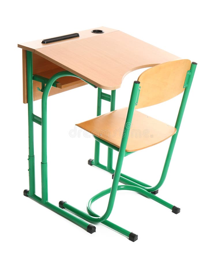 Empty School Wooden Desk for Classroom Stock Image Image of class