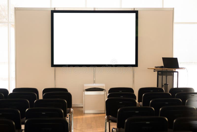 Empty screen in conference room, meeting room, boardroom, Classroom, Office royalty free stock image Empty screen in conference room, meeting room, boardroom, Classroom, Office royalty free stock image