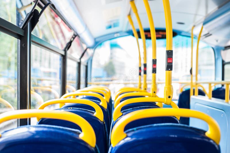 Empty seats on a London double decker bus
