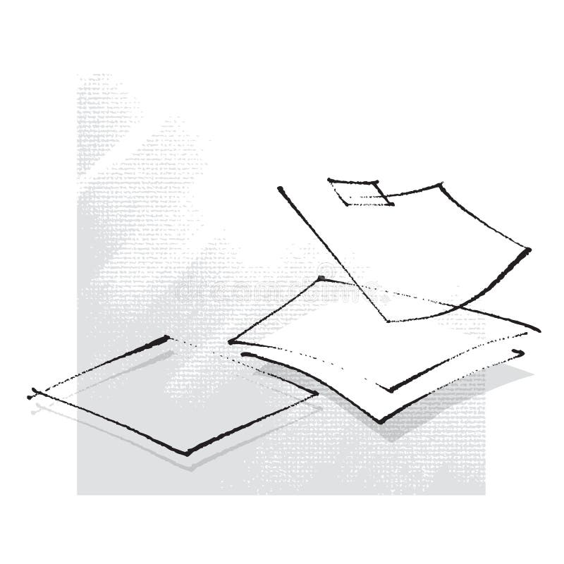 Empty Sheets of Paper, Icon, Freehand Drawing Stock Vector