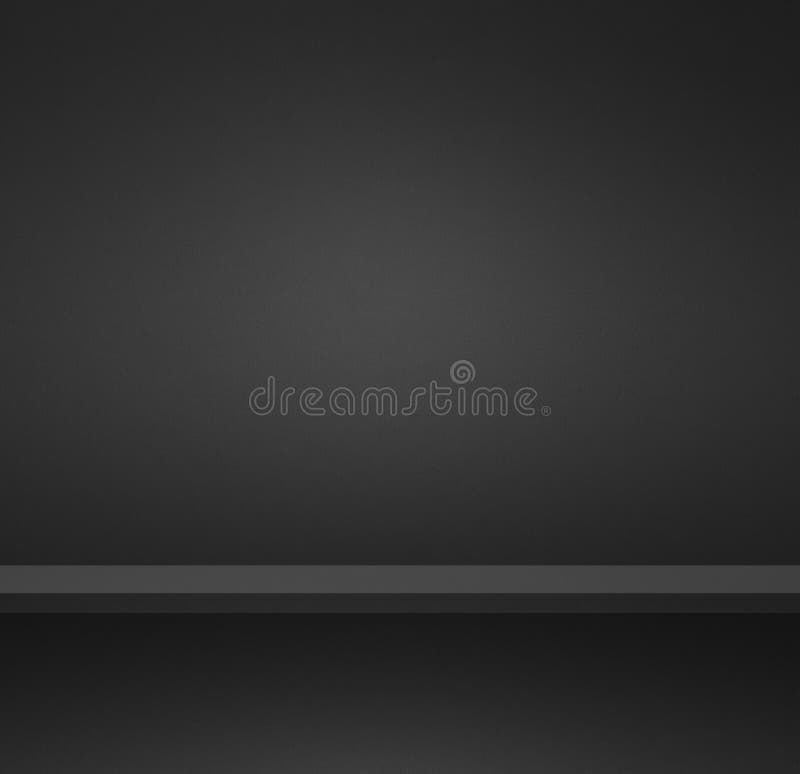 Empty shelf on a black wall. Background template. Square banner stock photo