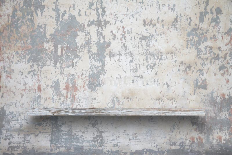 Shelf on concrete wall stock photo. Image of texture 215293056