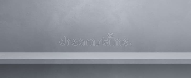 Empty shelf on a grey wall. Background template. Horizontal banner royalty free illustration