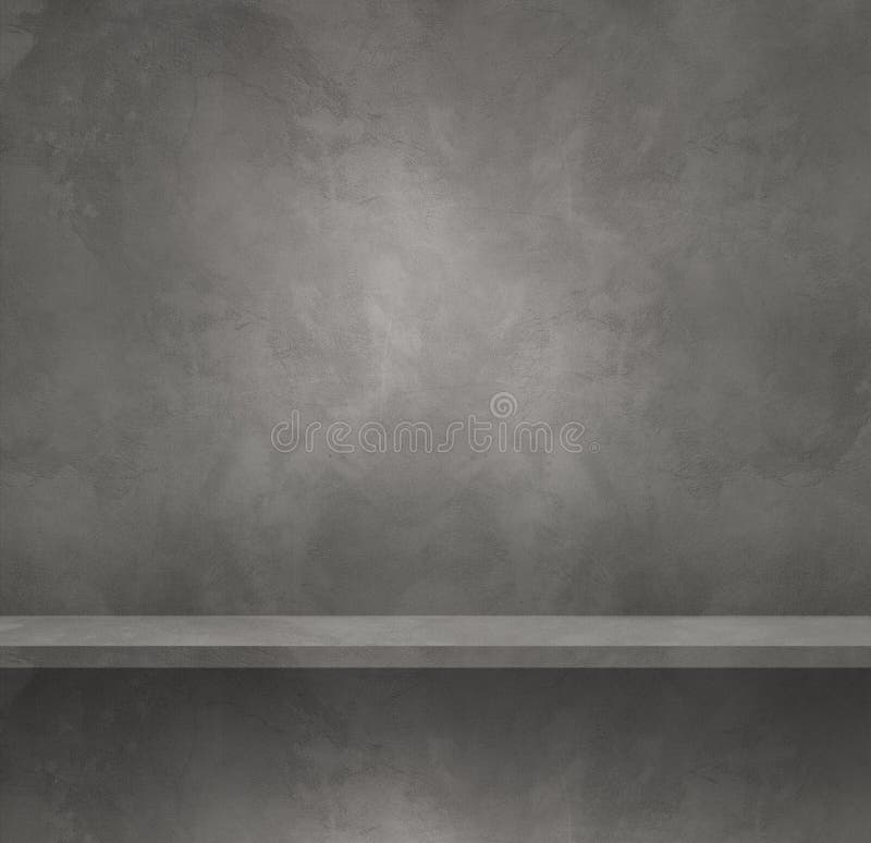 Empty shelf on a grey wall. Background template. Square banner stock illustration