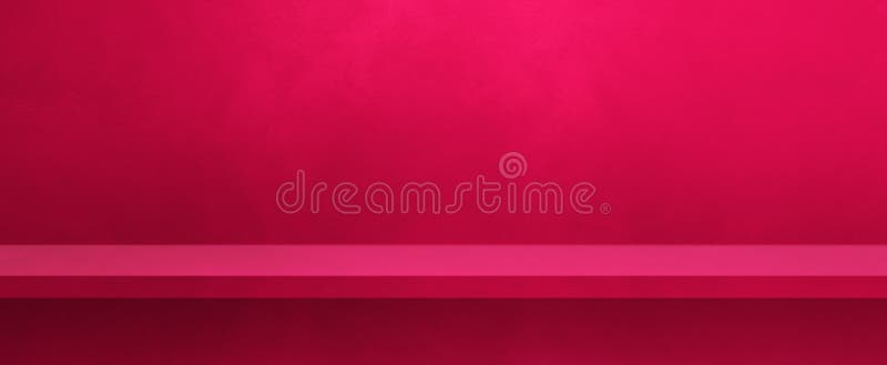 Empty shelf on a pink wall. Background template. Horizontal banner royalty free stock photography