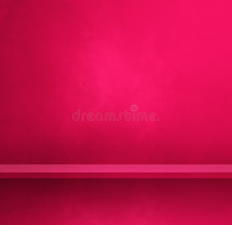 Empty shelf on a pink wall. Background template. Square banner royalty free stock images
