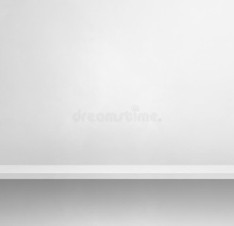 Empty shelf on a white wall. Background template. Square banner royalty free stock images
