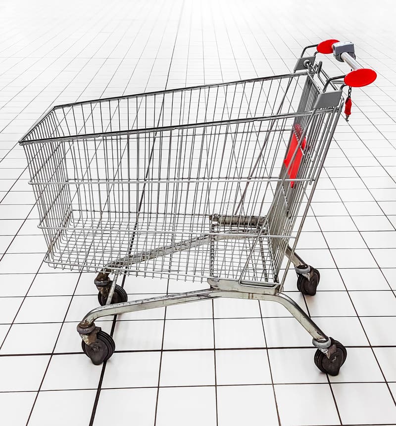 Empty Shopping Trolley in a Supermarket. Stock Photo - Image of ...