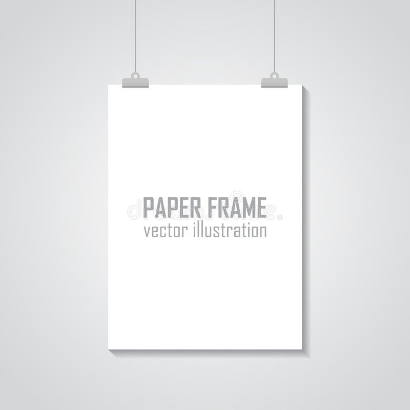 Download Empty White A4 Sized Vector Paper Mockup Hanging With Paper Clip Stock Vector Illustration Of Mockup Office 47517601 PSD Mockup Templates