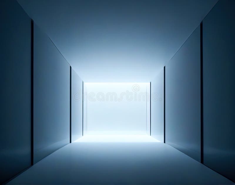 Empty space, long corridor as exit to the light stock illustration
