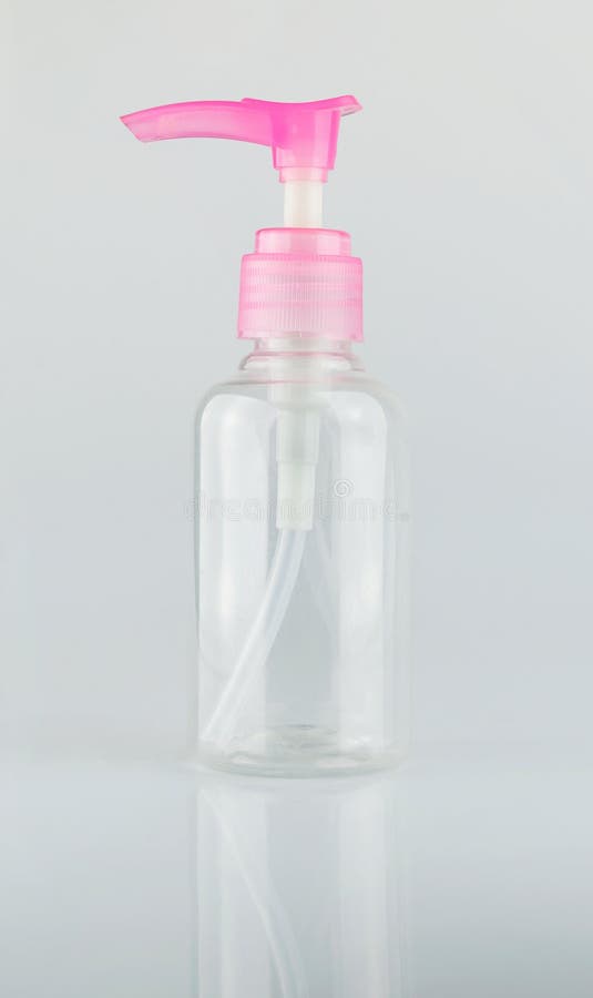 Empty Spray Bottle for Hand Sanitizer on White Background Stock Photo