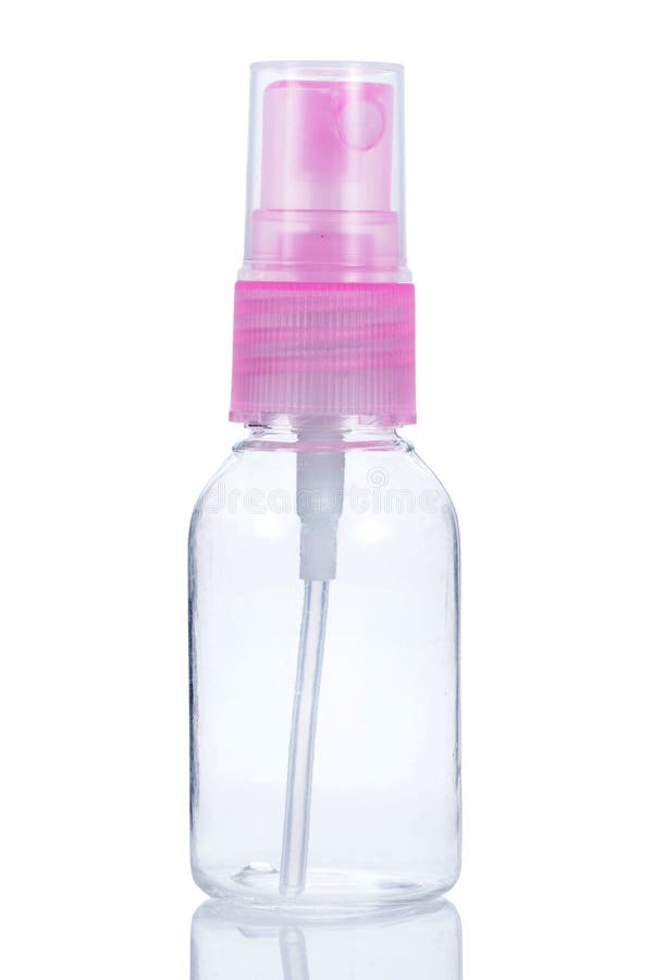 Empty Spray Bottle for Hand Sanitizer on White Background Stock Photo