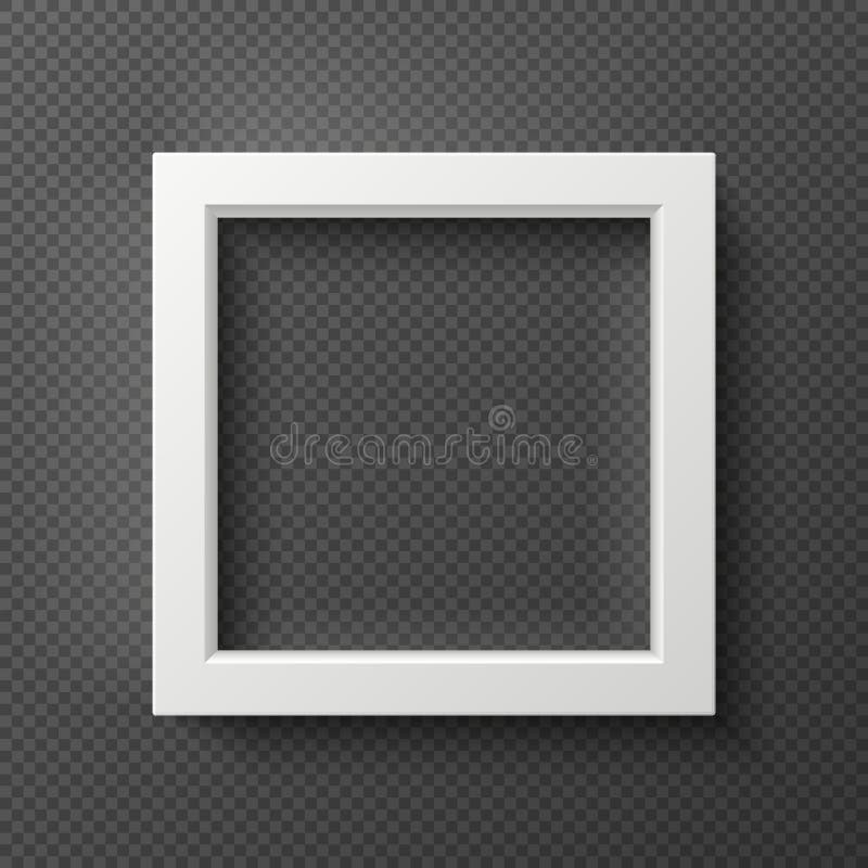 Empty square white 3d wall frame for creative picture vector mockup stock illustration
