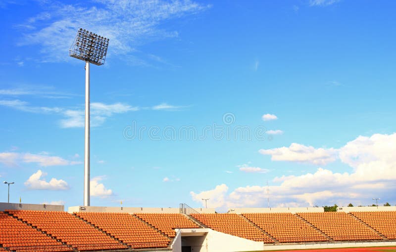 Empty stadium blue sky