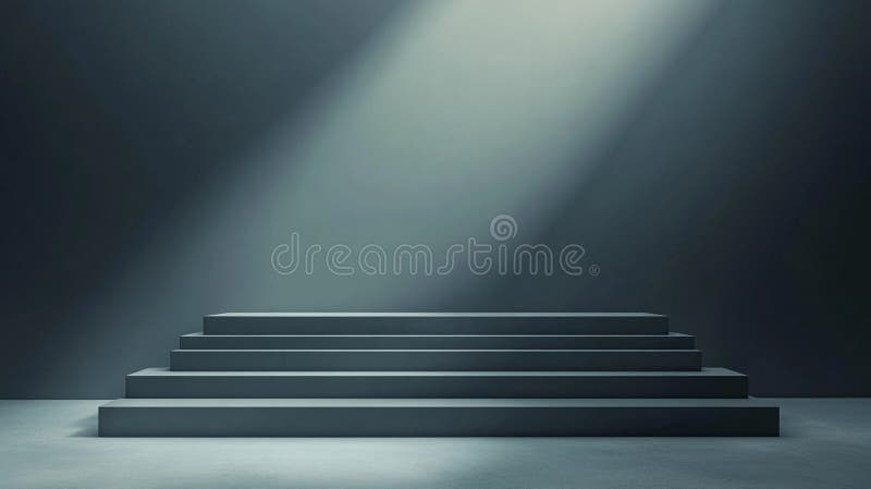 Empty stage with dramatic lighting in a minimalist setting. Generative AI royalty free illustration