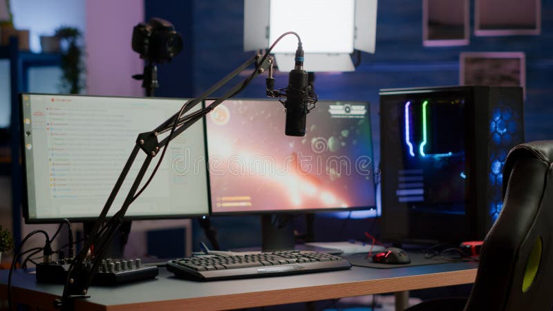 Empty Streaming Home Studio Equipped with Professional Equipment Stock  Photo - Image of entertainment, videogame: 213408674