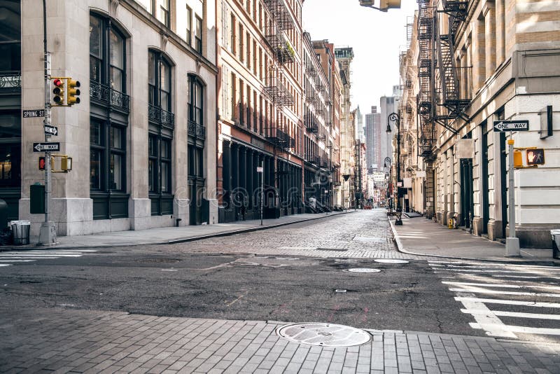 Empty Street at Sunset Time in SoHo District in Manhattan, New York ...