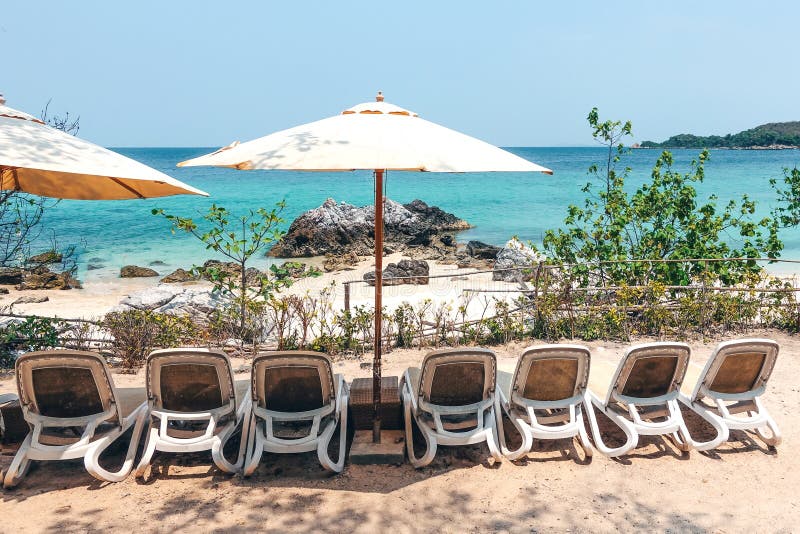Sunbed on a Tropical Beach. Stock Image Image of paradise, deck