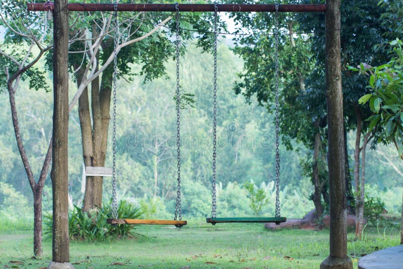 Empty swings on playground