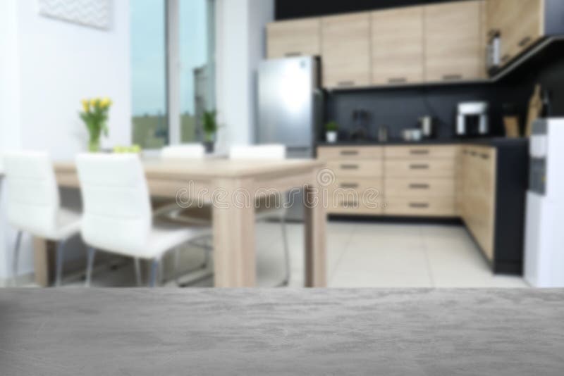 Empty Table in Modern Kitchen Stock Image Image of layout, board