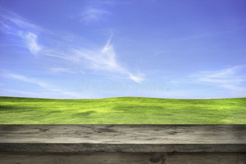 Empty table top against blue sky