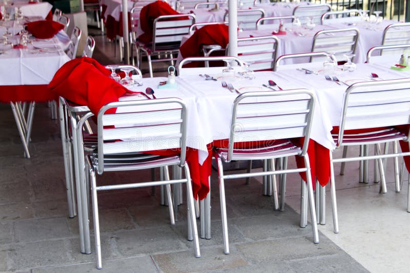Empty Tables Of Sidewalk Cafe Stock Image - Image of ...