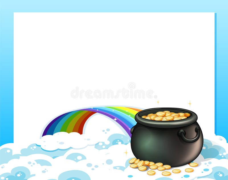 An Empty Template with a Pot of Gold and a Rainbow Stock Illustration