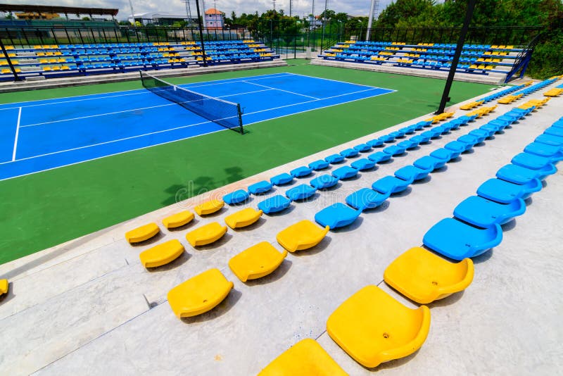 Empty Tennis Court Chairs Stock Photo Image Of Ball 100911692