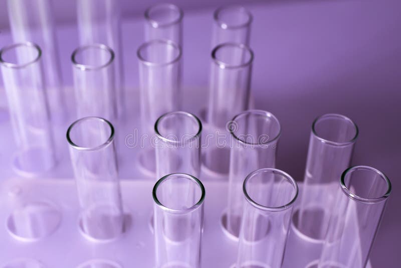 Empty Test Tubes in Laboratory, Closeup Stock Photo - Image of ...