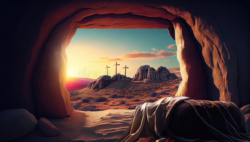 Empty tomb of Jesus Christ stock illustration. Illustration of tomb ...