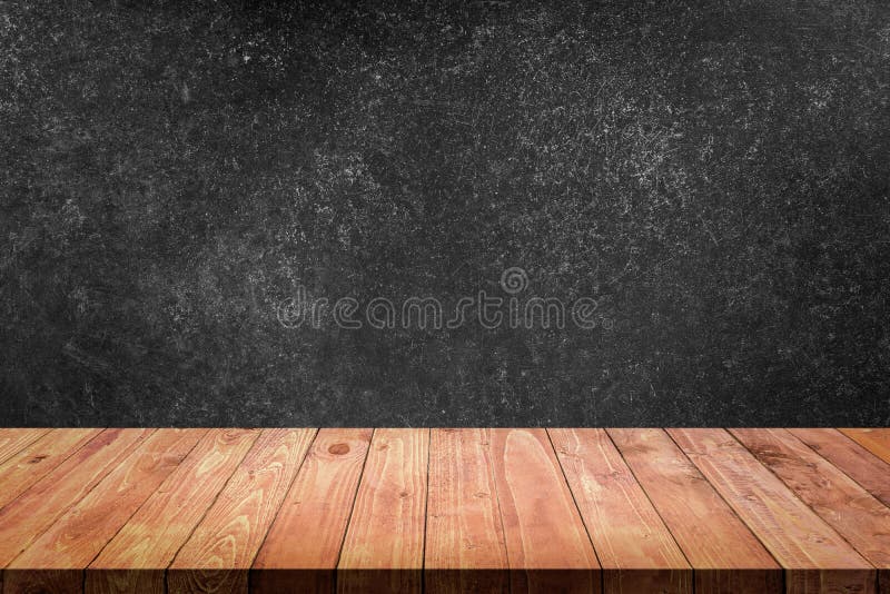 Empty Top Wooden Table with Black Concrete Wall Background. Stock Image -  Image of furniture, black: 115486549