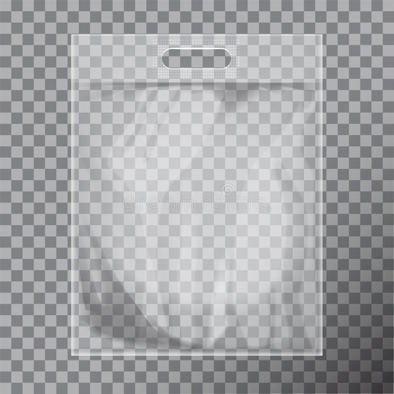 Empty transparent blank plastic bag mock up isolated. Consumer pack ready for logo design or identity presentation