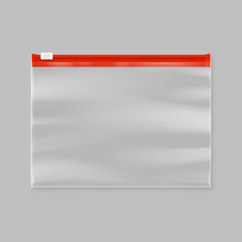 Empty transparent plastic zipper slider bag stock illustration Empty transparent plastic zipper slider bag stock illustration