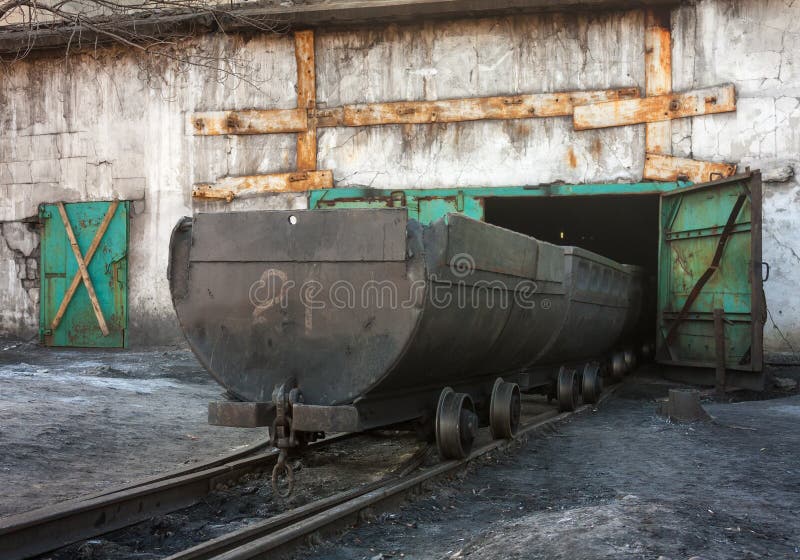 Empty trolley on mine yard