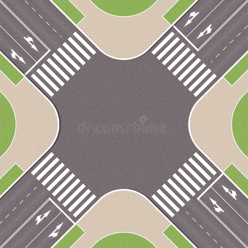 Crossroads view flat intersection trafficlight Vector Image