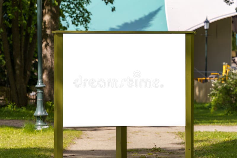 Empty white billboard outside the festival tent royalty free stock photos