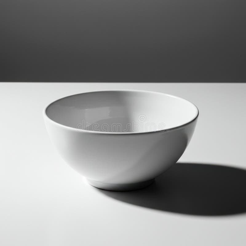 Empty White Bowl on White Surface with Dramatic Lighting vector illustration