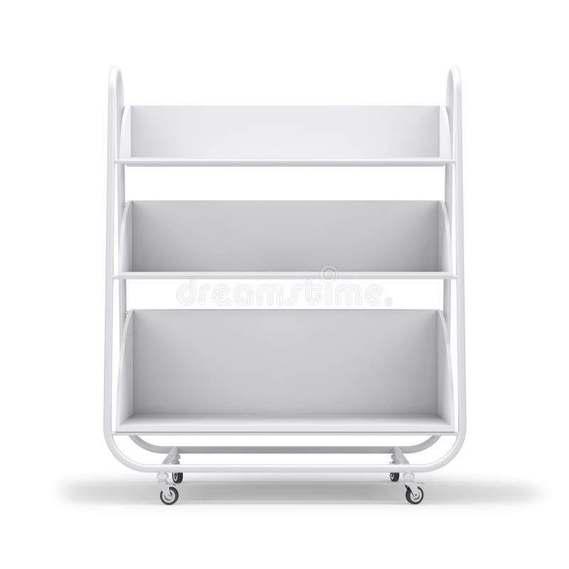 Empty white mobile showcase with shadow on floor. White background. 3D rendering