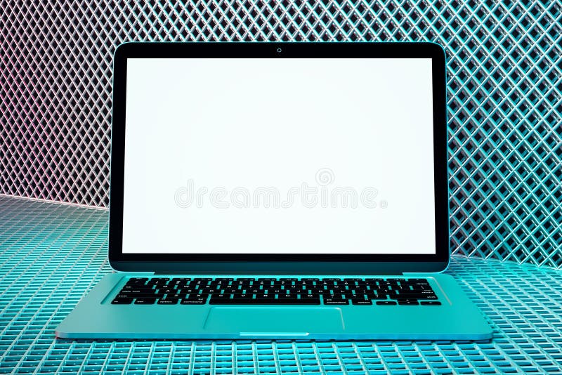 Empty white notebook screen on gradient background. Mock up, 3D Rendering
