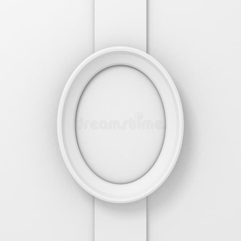 Empty white oval picture frame on the wall column vector illustration