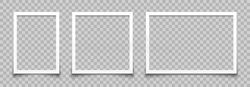 Empty white photo frame set with shadow royalty free illustration