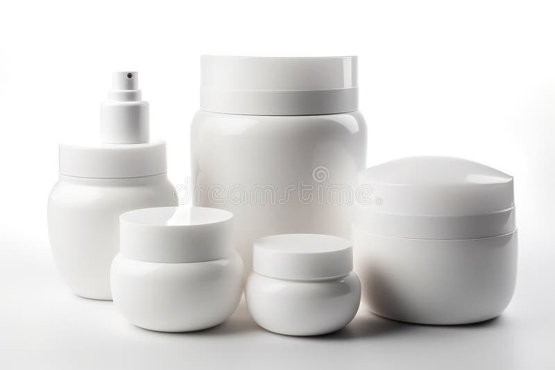 Empty white plastic containers for cosmetic products stock illustration