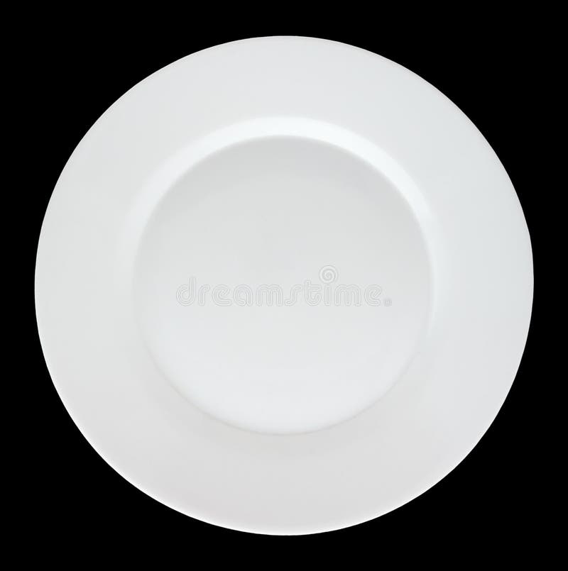Empty white plate isolated on black background. royalty free stock photos