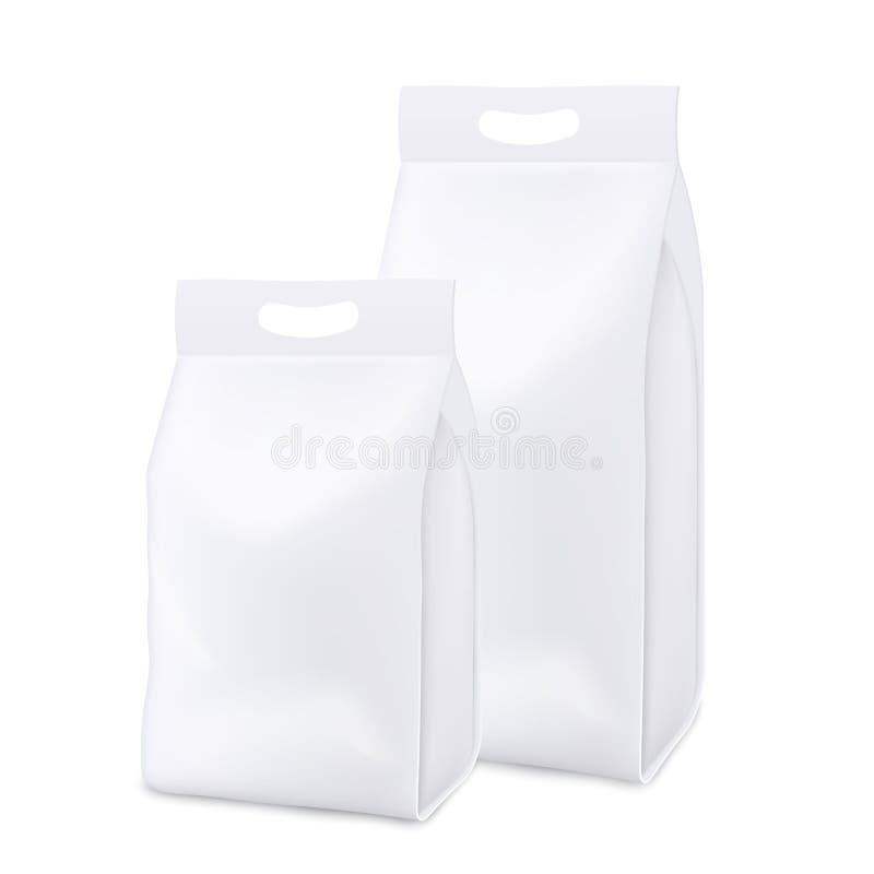 Empty white realistic 3d mockup and template of two plastic bag.