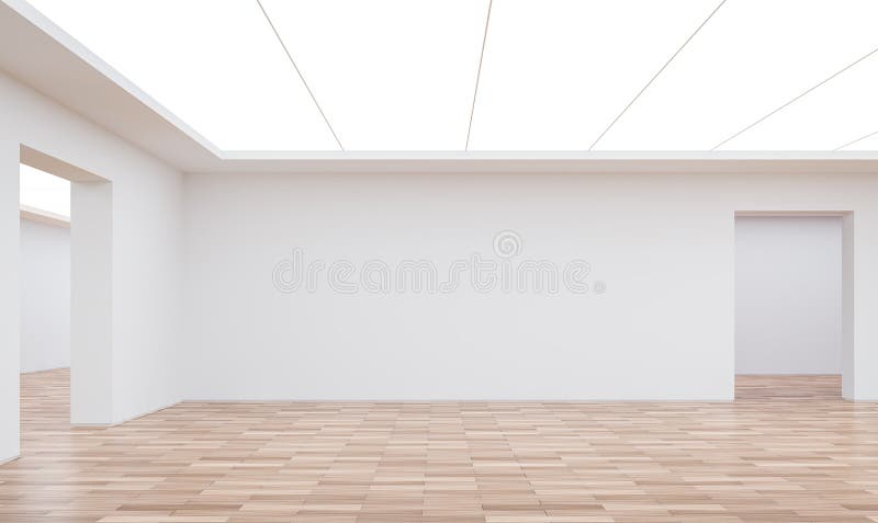 Empty white room modern space interior 3d rendering image vector illustration