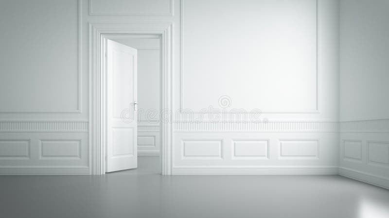 Vacío blanco abrir puerta.