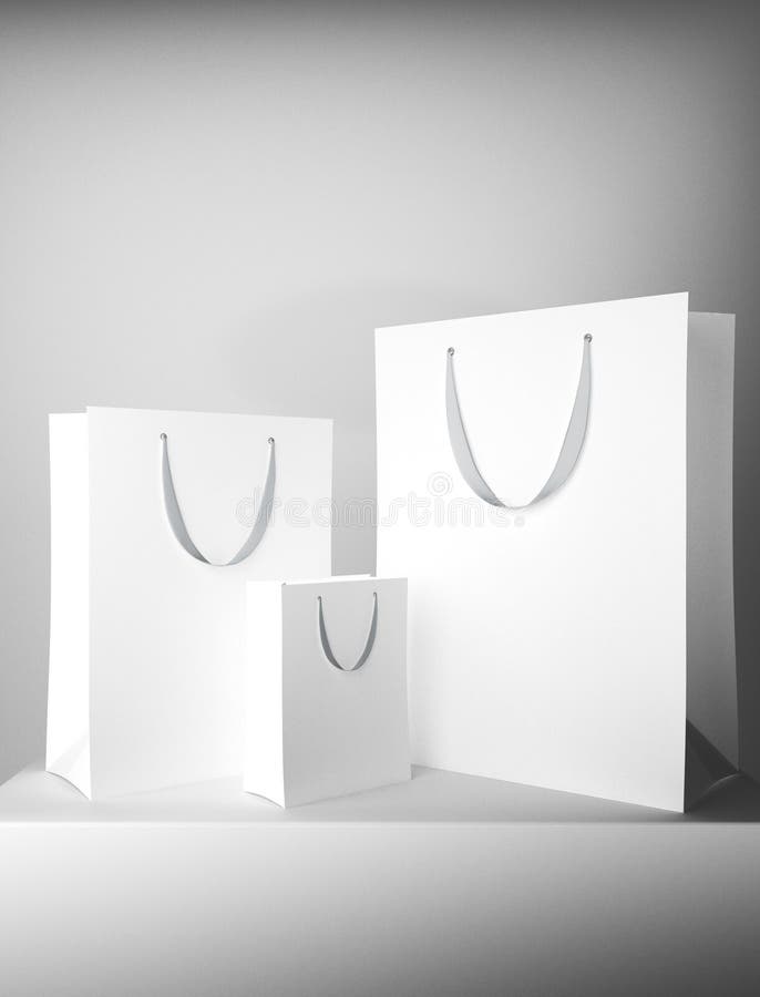 Empty white shopping bags