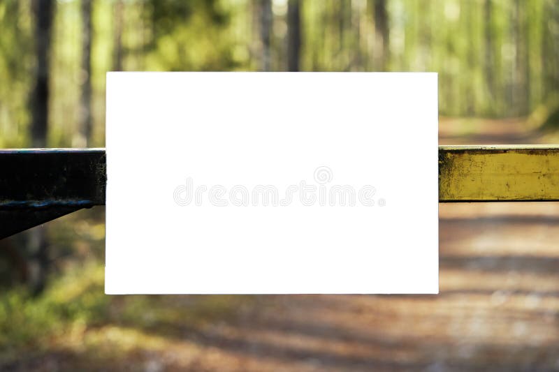 Empty white sign attached to a boom barrier royalty free stock photos