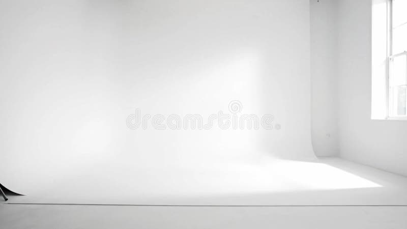Empty white studio cyclorama with natural light from window vector illustration