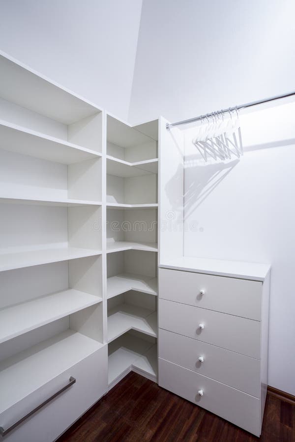 Empty white wardrobe in modern house